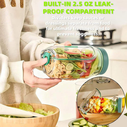 Salad Pod Side Open Jar with Leak-Resistant